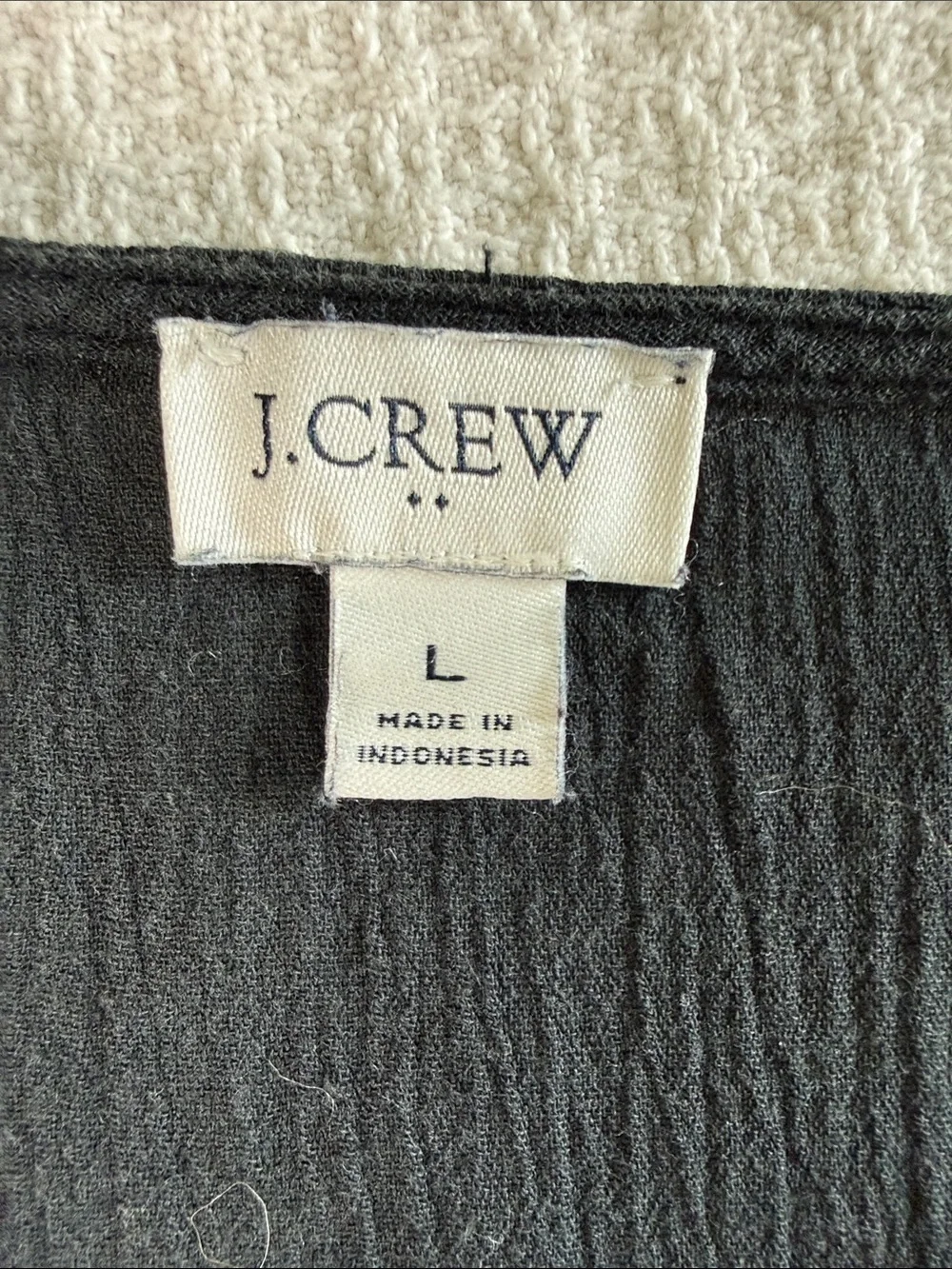 J Crew black cotton tassel tie front bathing suit swim coverup kimono size large